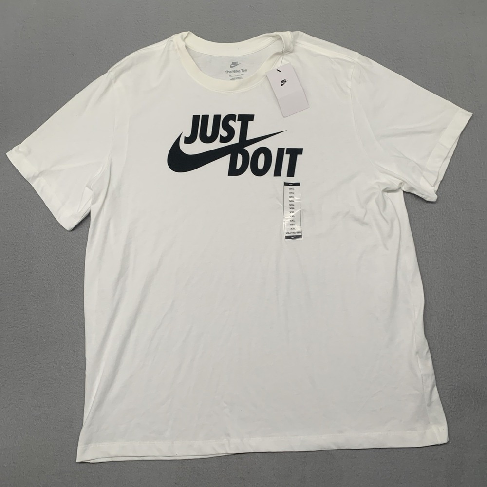 NWT Nike Sportswear Just Do It Swoosh Graphic T-Shirt White AR5006-100 Men's XXL